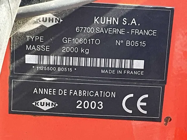 2003 kuhn gf10601to schudder - afbeelding 9 van  17
