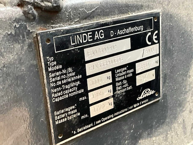 2003 linde e30/600-02 vorkheftruck - afbeelding 11 van  21