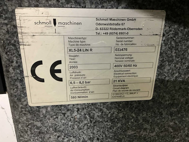 2003 schmoll machinen xl5-24 linear-r automatische boormachine 5 spindel - afbeelding 8 van  8