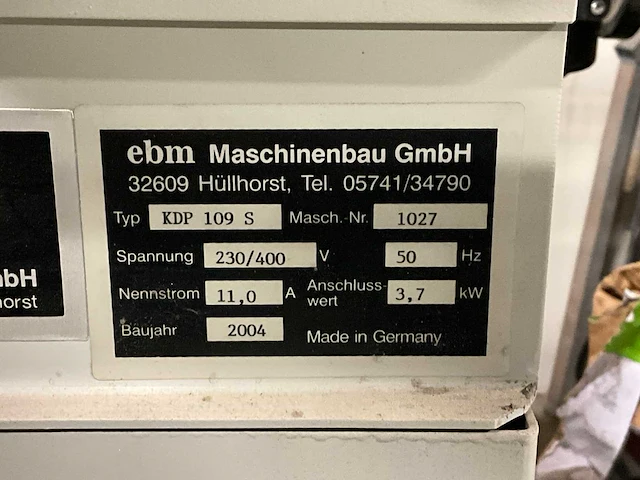 2004 ebm kdp109s verrijdbare kantenlijmmachine - afbeelding 10 van  11
