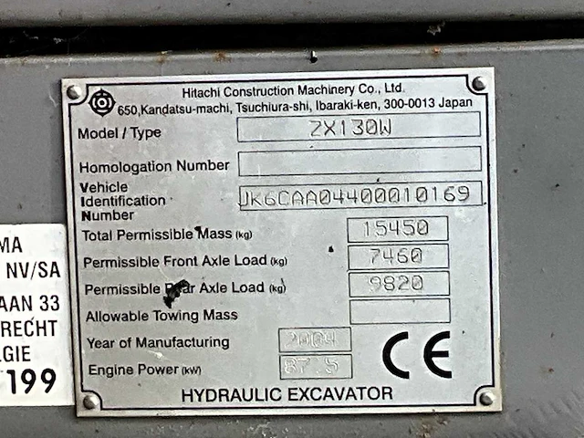 2004 hitachi zx 130w banden graafmachines - afbeelding 20 van  35