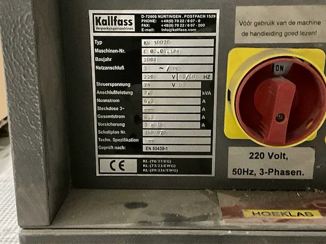 2004 kallfass kw 100070 hoeklasapparaat - afbeelding 5 van  5