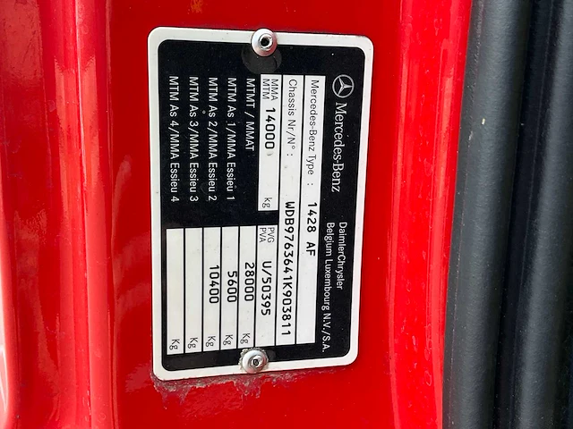 2004 mercedes-benz 1428 af tankautospuit - afbeelding 52 van  66