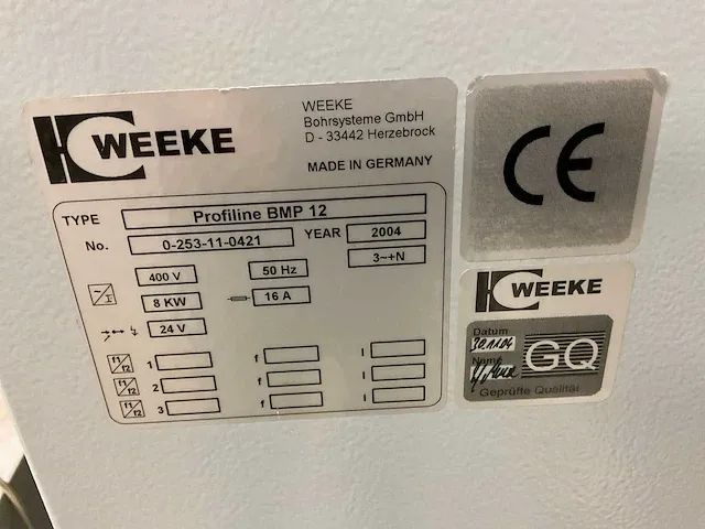 2004 weeke profiline bmp 12 scharniermachine - afbeelding 6 van  6