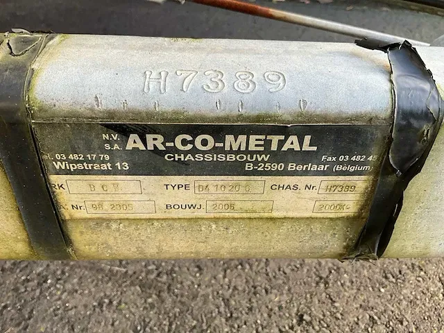 2005 ar-co-metal d4 10 20g aanhangwagen - afbeelding 7 van  15