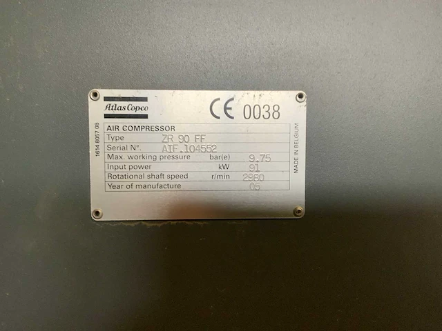 2005 atlas copco zr 90-ff schroefcompressor - afbeelding 9 van  9
