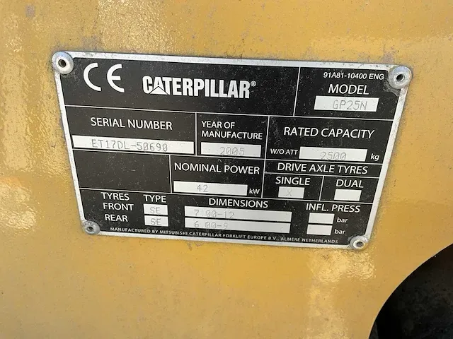 2005 caterpillar gp25n vorkheftruck - afbeelding 6 van  22