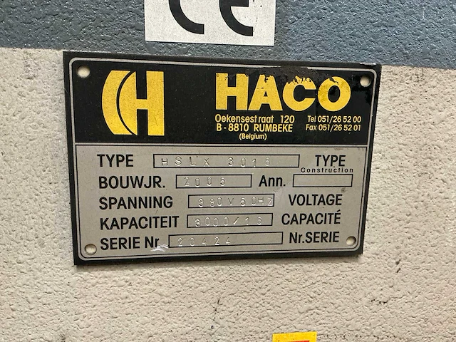 2005 haco hslx 3016 guillotineschaar - afbeelding 5 van  13