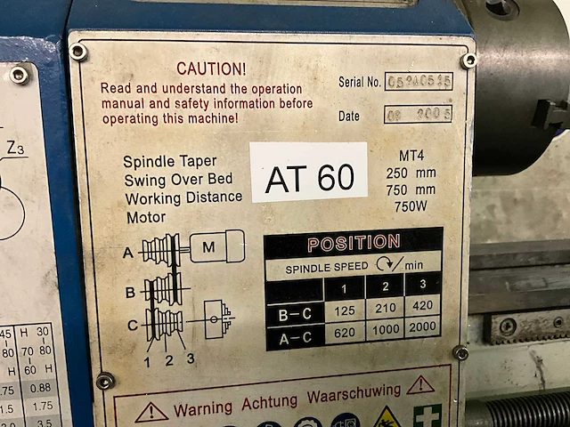 2005 hbm lathe wm250 universele draaibank - afbeelding 10 van  10
