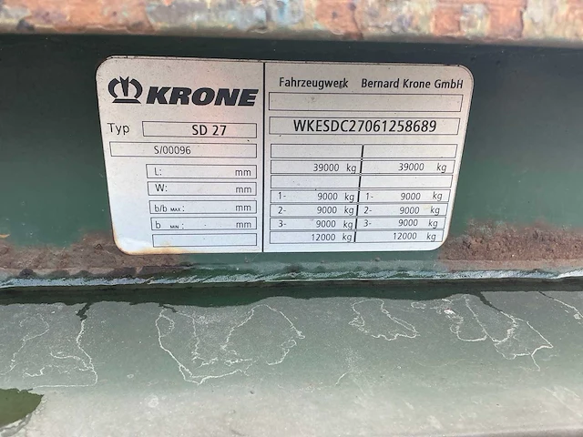 2005 krone sd 27 oplegger met containerchassis - afbeelding 3 van  13