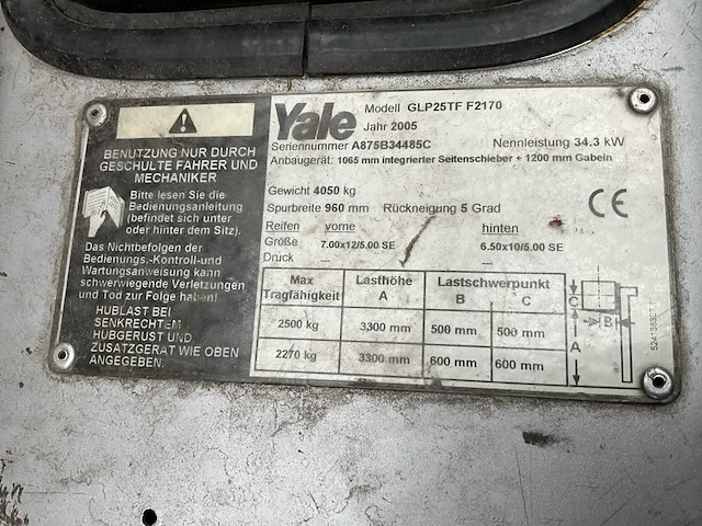 2005 yale glp25tff2170 vorkheftruck - afbeelding 5 van  13