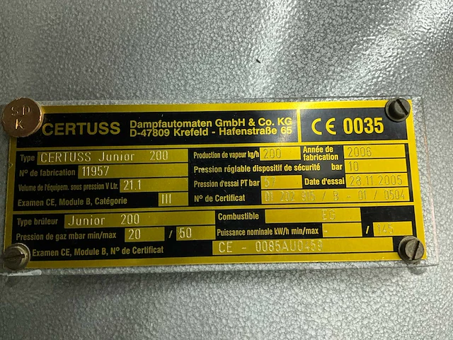 2006 certuss junior 200 stoomgenerator installatie - afbeelding 14 van  21