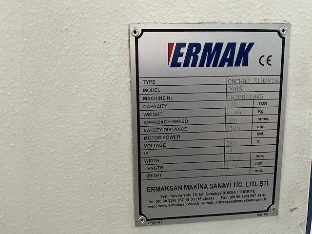 2006 ermak cnchap 3160 cnc kantbank - afbeelding 15 van  24