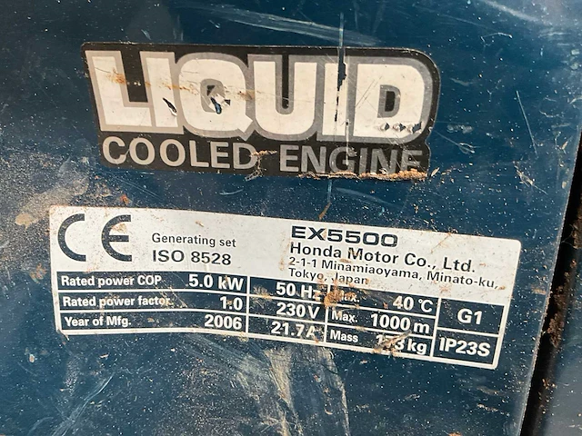 2006 honda ex5500 stroomgenerator - afbeelding 6 van  6