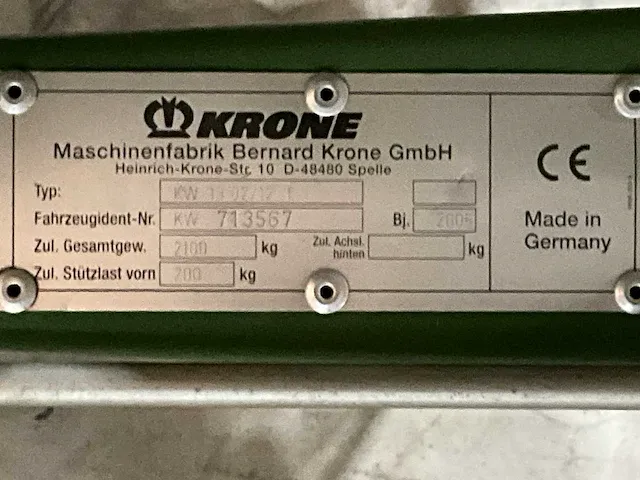 2006 krone kw13.02/12t hooischudder - afbeelding 8 van  8