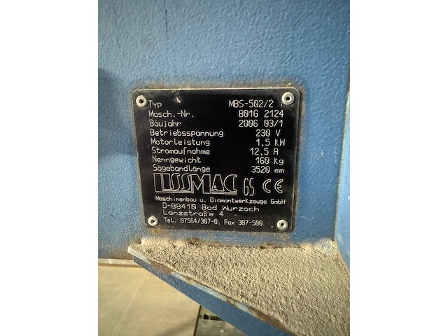 2006 lissmac mbs 502 lintzaagmachine - afbeelding 4 van  4