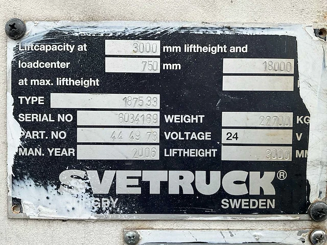 2006 svetruck 1875-33 vorkheftruck - afbeelding 18 van  26