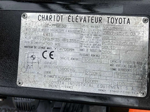 2006 toyota 7fgf30 vorkheftruck - afbeelding 43 van  48