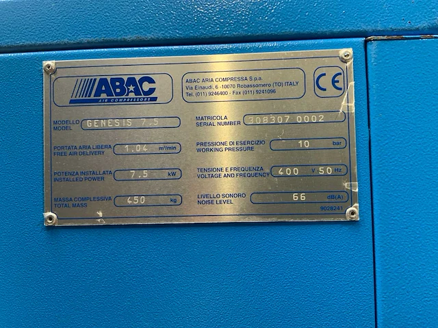 2007 abac genesis 7.5 luchtcompressor - afbeelding 6 van  7