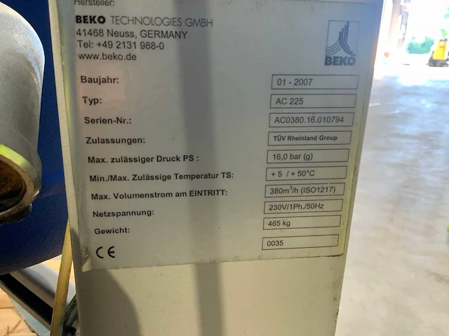 2007 beko ac 225 absorptiedroger - afbeelding 4 van  5