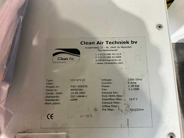2007 clean air clf 675 ec bioveiligheidskast - afbeelding 8 van  8