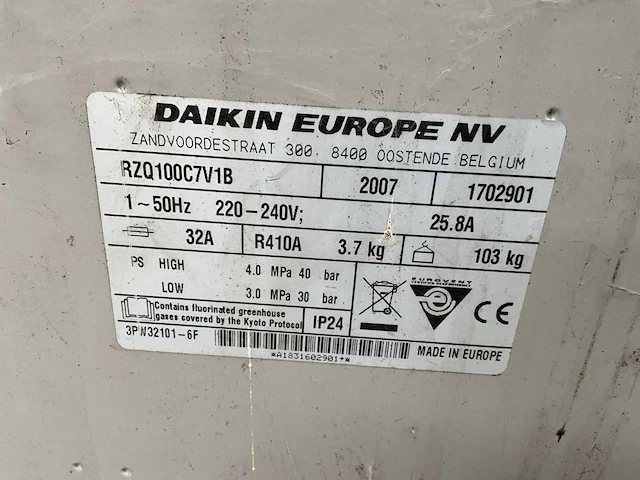 2007 daikin rzq100c7v1b airconditioning - afbeelding 7 van  7