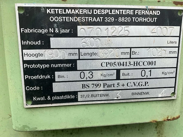 2007 desplentere fernand cp05/0413-hcc001 horizontale brandstof opslagtank - afbeelding 6 van  6
