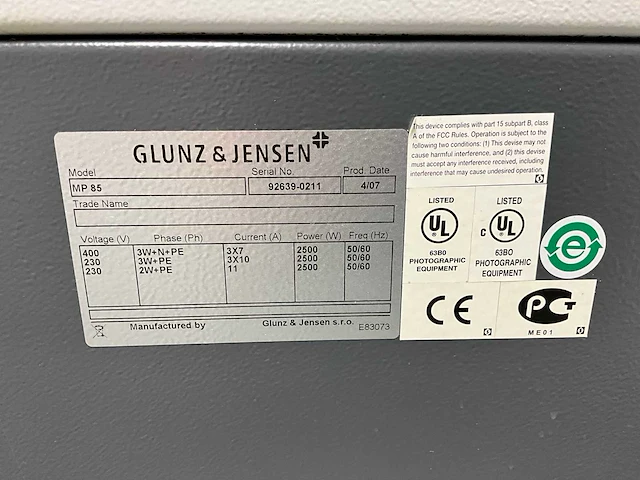 2007 glunz & jensen mp 85 plaatontwikkelaar grafische offset platen - afbeelding 11 van  12