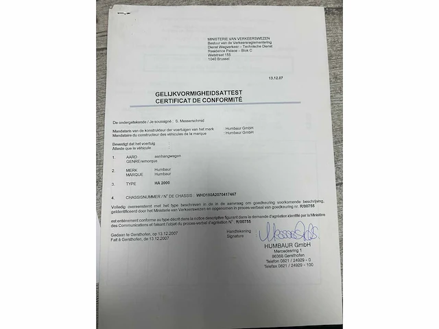 2007 humbaur ha2000 aanhangwagen - afbeelding 6 van  14