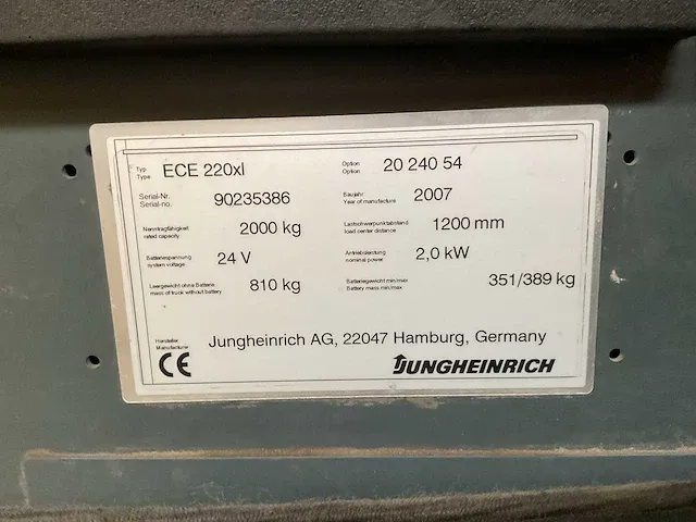 2007 jungheinrich ece 220xl orderpicker - afbeelding 5 van  5