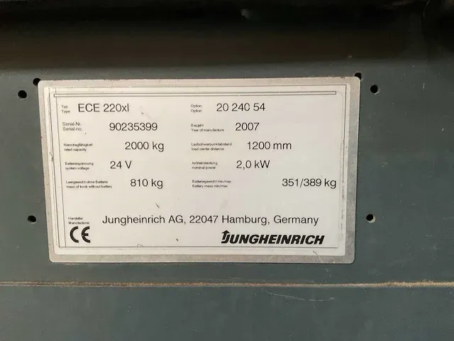 2007 jungheinrich ece 220xl orderpicker - afbeelding 5 van  5