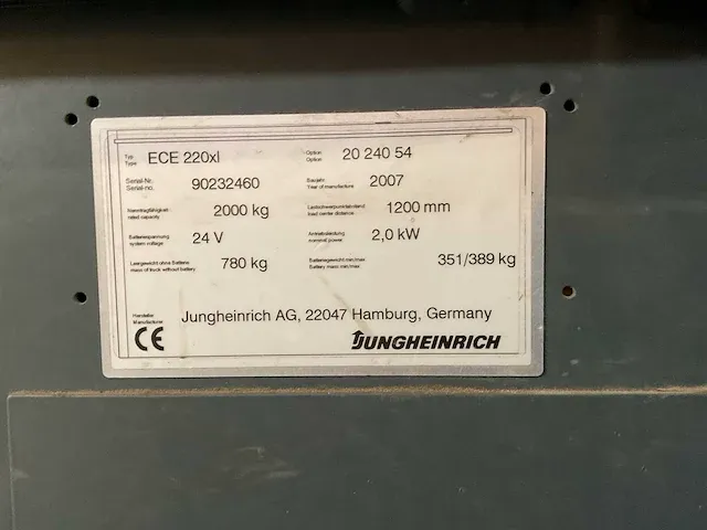 2007 jungheinrich ece 220xl orderpicker - afbeelding 5 van  5