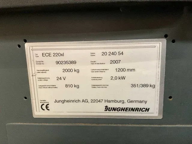 2007 jungheinrich ece 220xl orderpicker - afbeelding 5 van  5