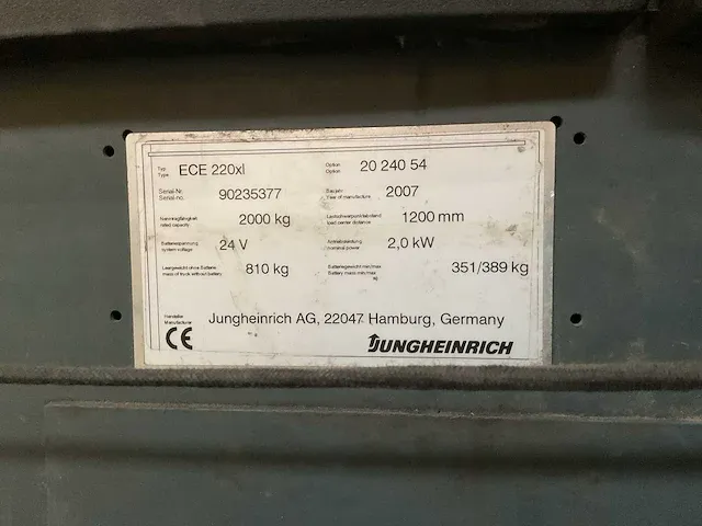 2007 jungheinrich ece 220xl orderpicker - afbeelding 5 van  5