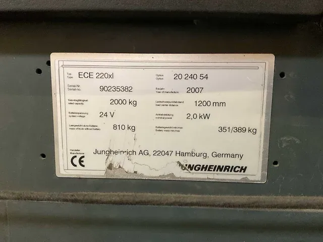 2007 jungheinrich ece 220xl orderpicker - afbeelding 5 van  5