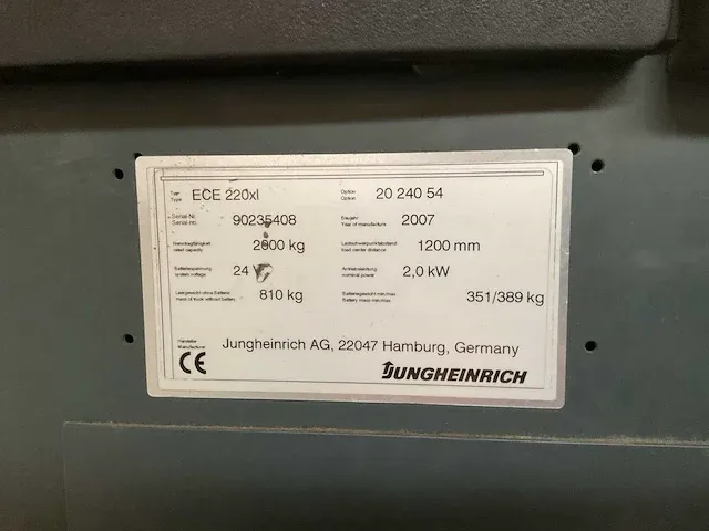 2007 jungheinrich ece 220xl orderpicker - afbeelding 5 van  5