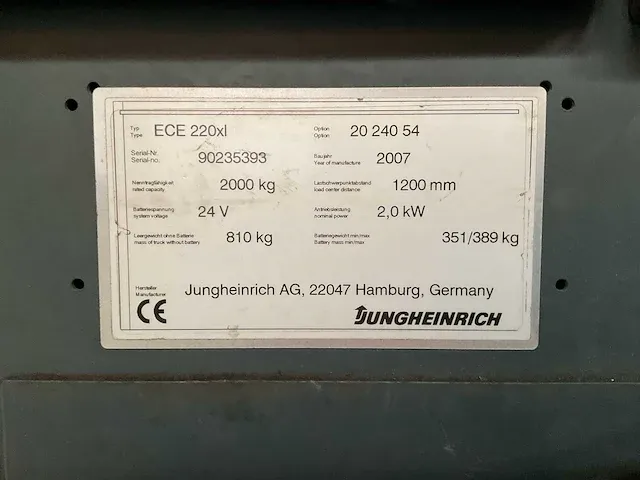 2007 jungheinrich ece 220xl orderpicker - afbeelding 5 van  5