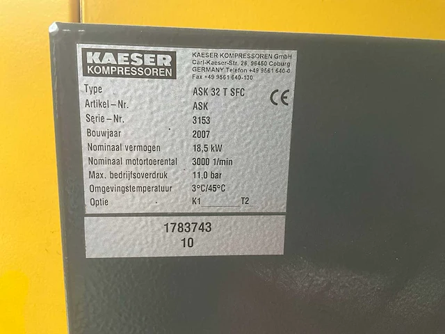 2007 kaeser ask32t sfc schroefcompressor - afbeelding 7 van  7