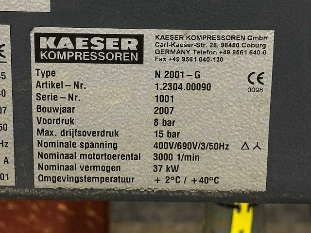 2007 kaeser n-200-g1 booster compressor - afbeelding 15 van  15