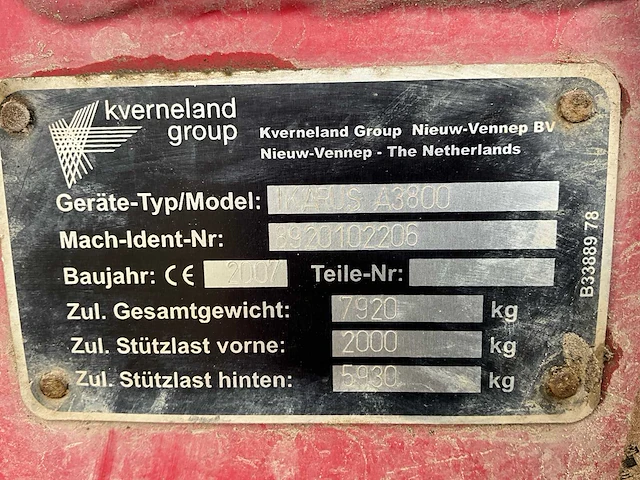 2007 kverneland ikarus a3800 getrokken veldspuit - afbeelding 18 van  27