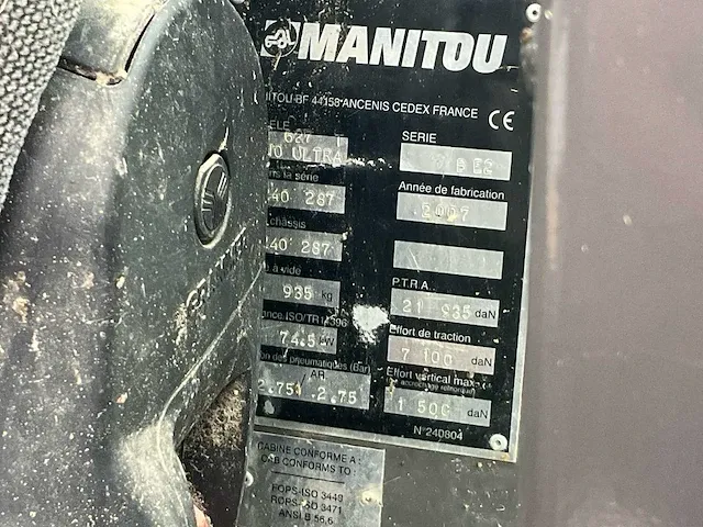 2007 manitou mlt 627 turbo verreiker - afbeelding 3 van  11