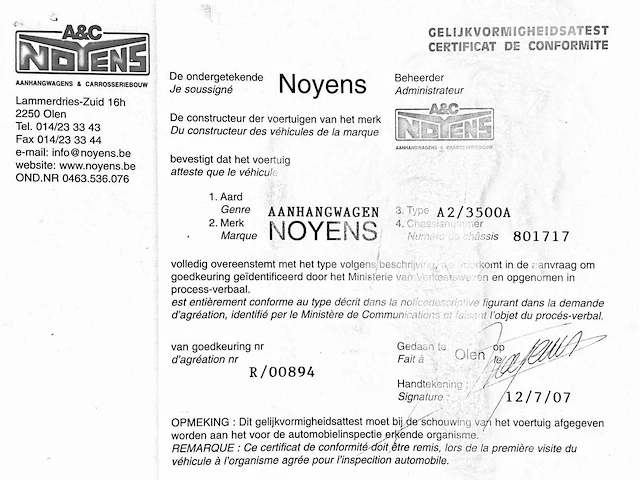 2007 noyens a2/3500a be oplegger - afbeelding 17 van  25