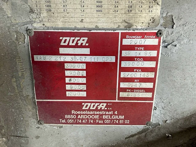 2007 ova 39 ok 95 oplegger kipper - afbeelding 3 van  12