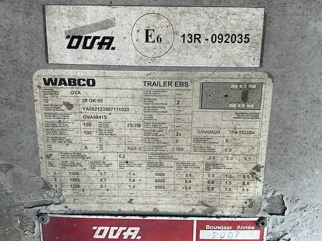 2007 ova 39 ok 95 oplegger kipper - afbeelding 4 van  12