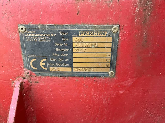2007 peecon 600 dumper aanhanger - afbeelding 8 van  19