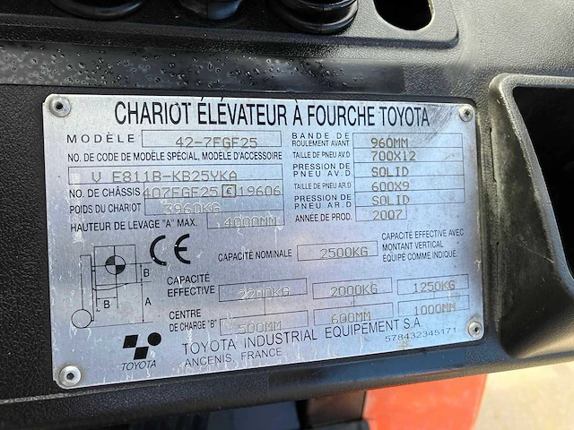 2007 toyota 42–7fgf25 vorkheftruck - afbeelding 25 van  31