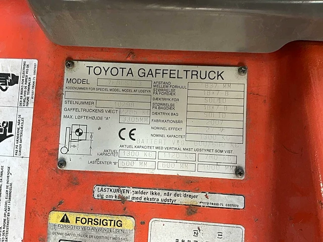 2007 toyota 7fbest13 vorkheftruck - afbeelding 5 van  16