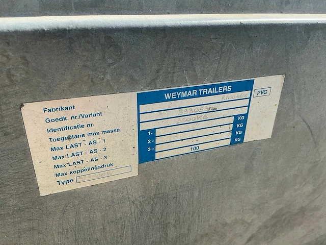 2007 weymar 3/3500 w aanhangwagen - afbeelding 11 van  11
