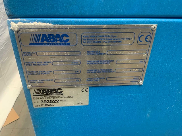 2008 abac formula 22 schroefcompressor - afbeelding 6 van  6