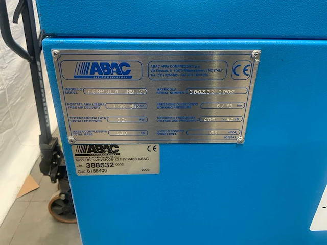 2008 abac formula inv 22 schroefcompressor - afbeelding 6 van  6